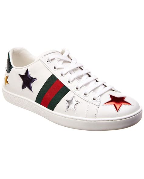 gucci ace embroidered star patch sneaker|Gucci ace platform sneakers.